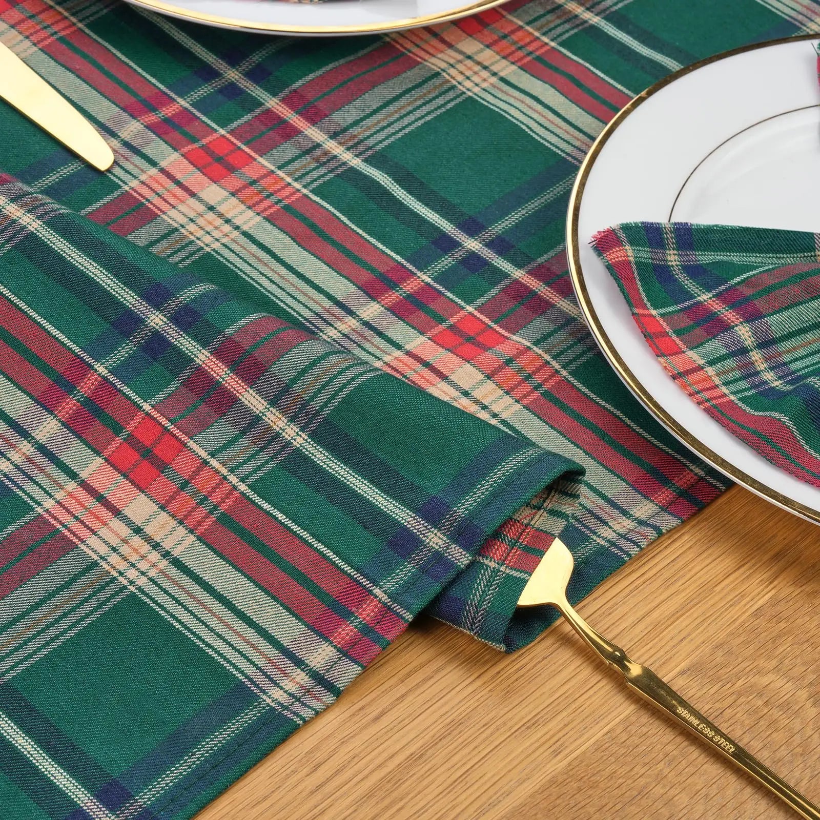 12 pçs natal vermelho verde pano guardanapos escocês tartan xadrez placemats ano novo natal decorativo festivo festa em casa decoração de mesa