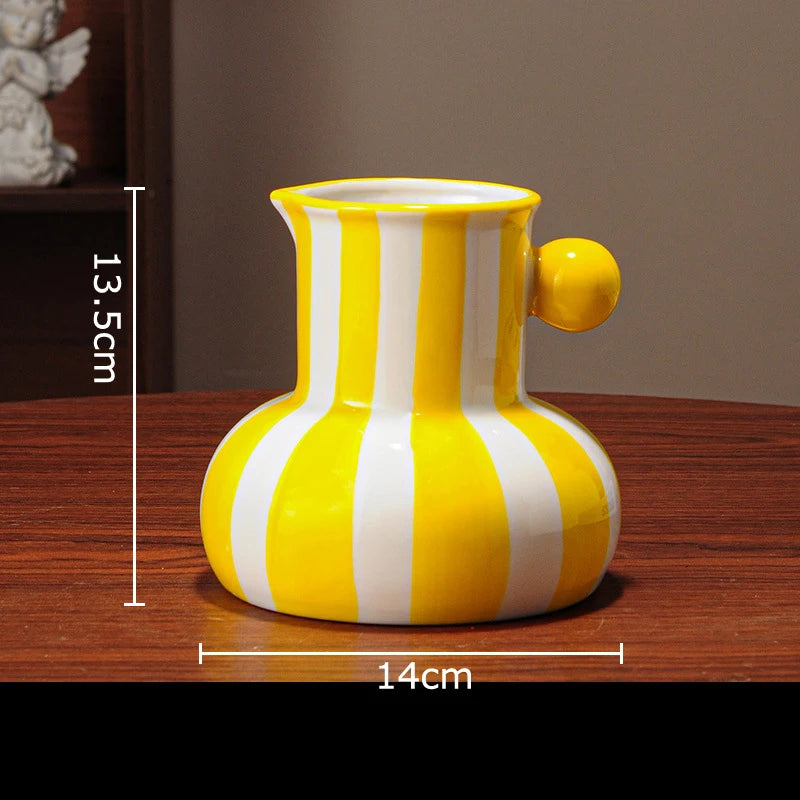 Listras coloridas criativo vaso de cerâmica vasos de plantas decoração de mesa ornamentos arranjo de flores vaso floral decoração estética do quarto