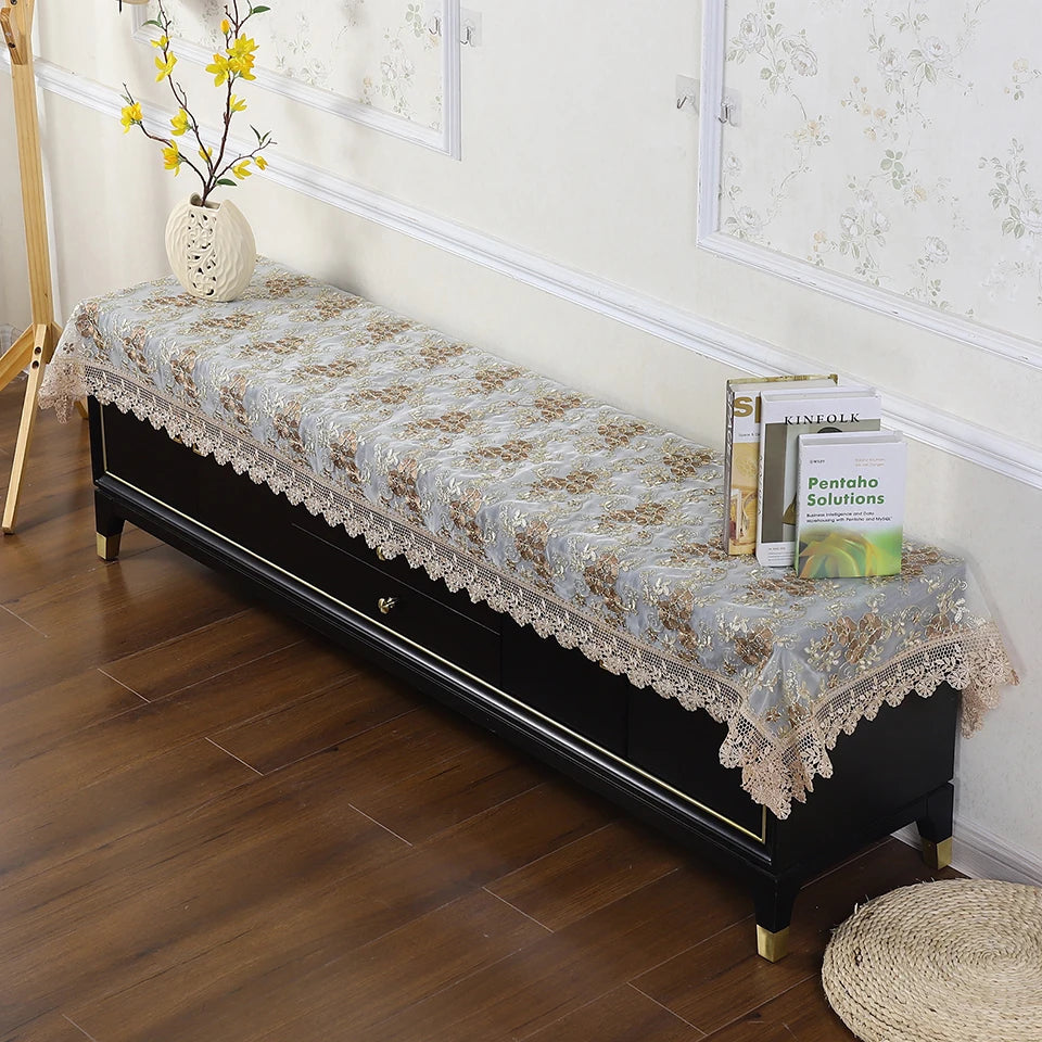 Battilo-Toalha De Mesa De Renda Bordada Retangular, Cobertura De Mesa De Luxo, Toalhas De Mesa De Café, Mesas De Jantar, Casa, Decoração De Casamento