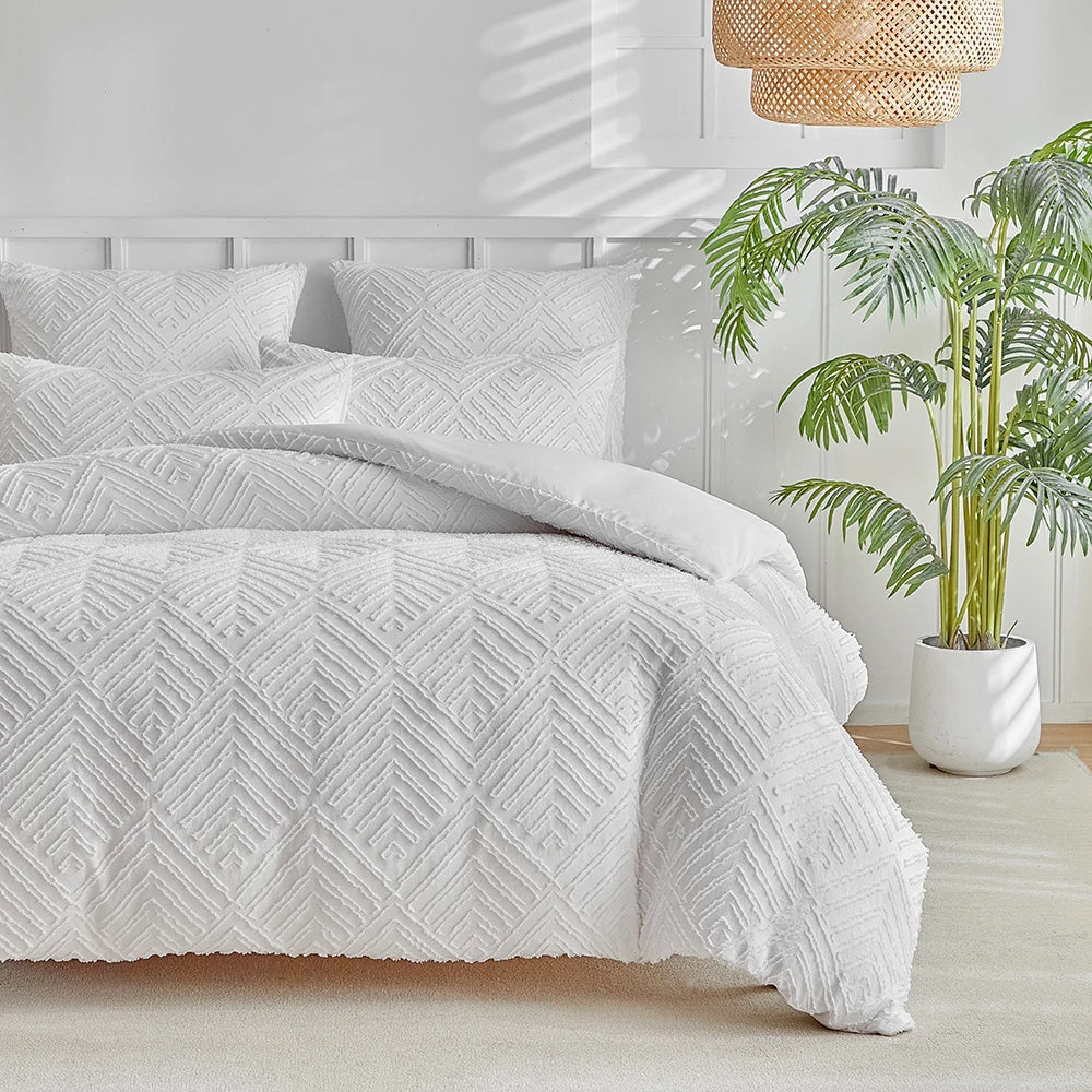 Elegância Textural: Conjunto de Edredom e Fronhas - Casa Ornato