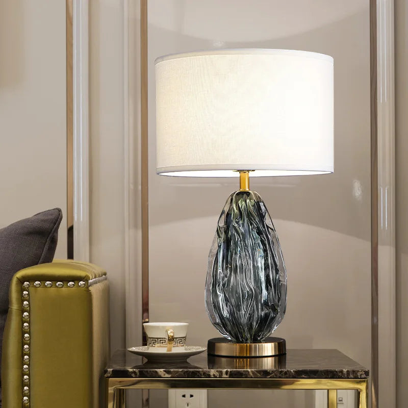 Candeeiro de mesa de vidro criativo villa sala estar luxo avançado verde desktop lâmpada decorativa moda hotel cabeceira e27 lampada