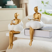 Nuvem menina escultura arte abstrata figura estátua, decoração de mesa moderna, decoração do quarto de luxo, design estético estatueta artesanato