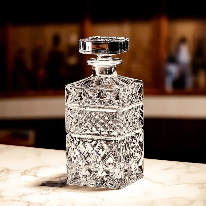 Conjunto de copo de uísque de vidro cristal esculpido cerveja copo de água casa bar drinkware conjunto qualidade premium garrafa de licor de vidro coleção