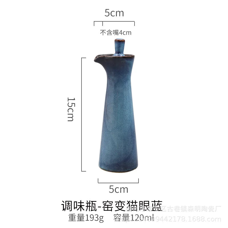 Garrafa de tempero de cerâmica pote de óleo garrafa de molho de soja pote de especiarias pote de vinagre caixa de tempero suprimentos de cozinha ferramentas de especiarias