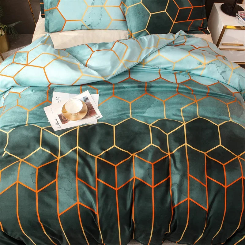 Conjunto de Cama Geométrico Mármore - Elegância - Casa Ornato