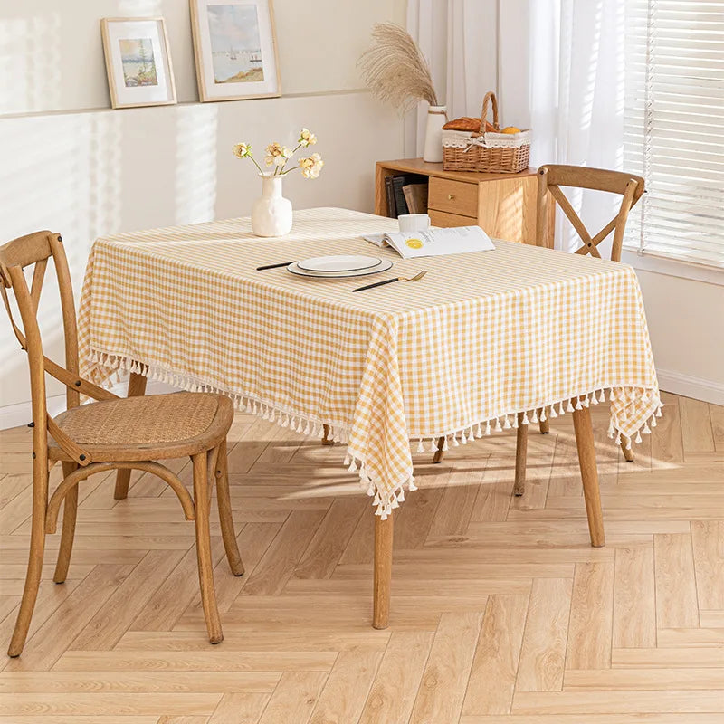 Toalha de mesa xadrez cozinha, casamento, toalha de mesa de férias decoração, toalha de mesa geométrica de piquenique de algodão boêmio ao ar livre