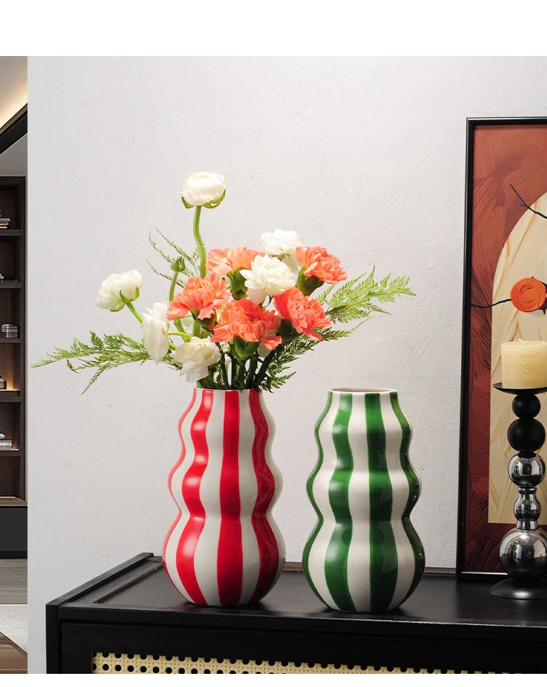 Listras coloridas criativo vaso de cerâmica vasos de plantas decoração de mesa ornamentos arranjo de flores vaso floral decoração estética do quarto