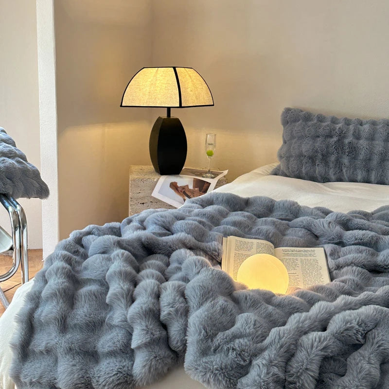 Cobertor luxuoso de pele sintética de coelho, cobertor macio de inverno para casa, cama, sofá, 100x150cm, 150x200cm, 200x230cm
