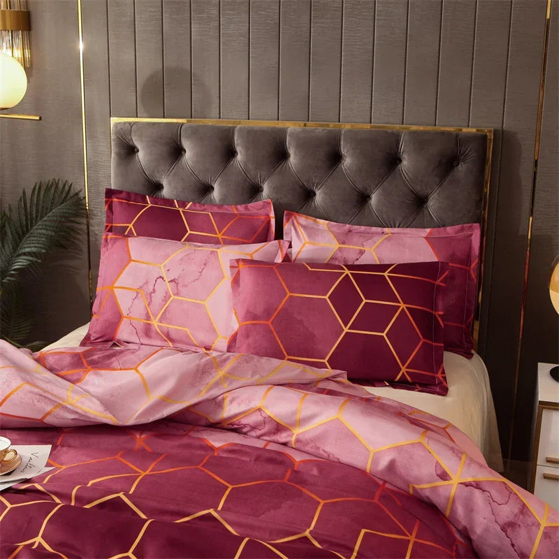 3 pçs conjunto de edredom verde duplo/completo/queen/king/single/duplo tamanho, conjuntos de cama geométricos para homem mulher, capa de edredão de mármore