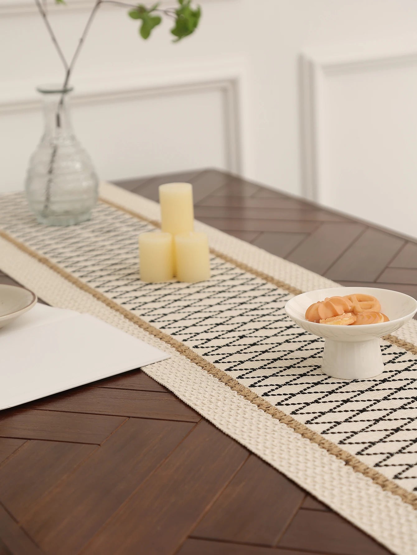 Corredor de mesa boho para decoração de casa, primavera, 72 polegadas de comprimento, corredor de mesa rústico, creme e marrom, macrame, corredor de mesa com tas