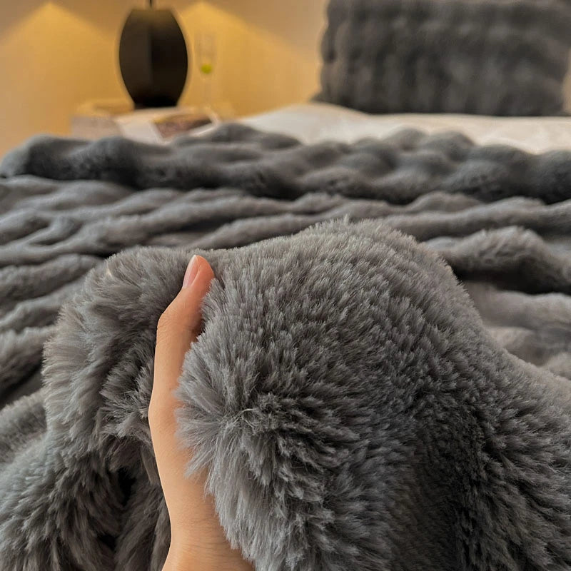 Cobertor luxuoso de pele sintética de coelho, cobertor macio de inverno para casa, cama, sofá, 100x150cm, 150x200cm, 200x230cm