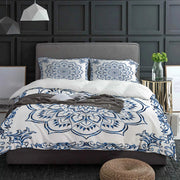 Conjunto de Cama Mandala Azul Boêmio Elegante - Casa Ornato