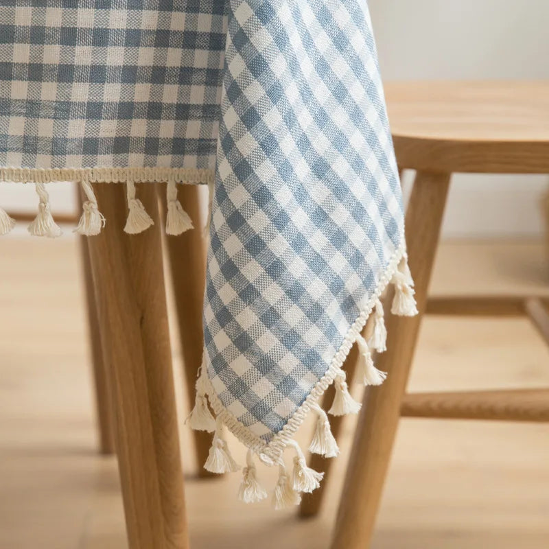 Toalha de mesa xadrez cozinha, casamento, toalha de mesa de férias decoração, toalha de mesa geométrica de piquenique de algodão boêmio ao ar livre