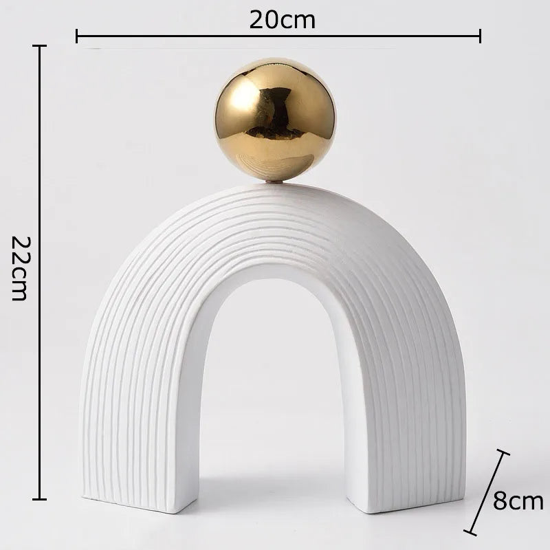Criativo em forma de u arco arte abstrata escultura decoração de mesa ornamentos resina artesanato arco estátua sala decoração estética