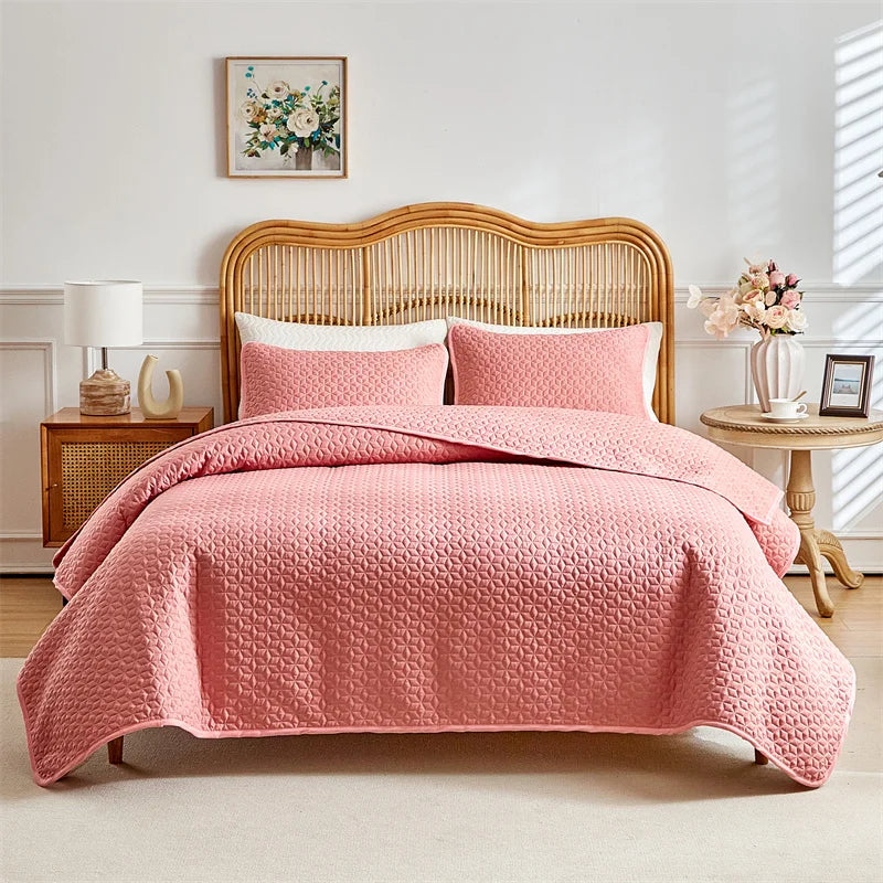 Colcha com 2 Fronhas - Acolchoada de Luxo em Poliéster Branco Imaculado - Casa Ornato