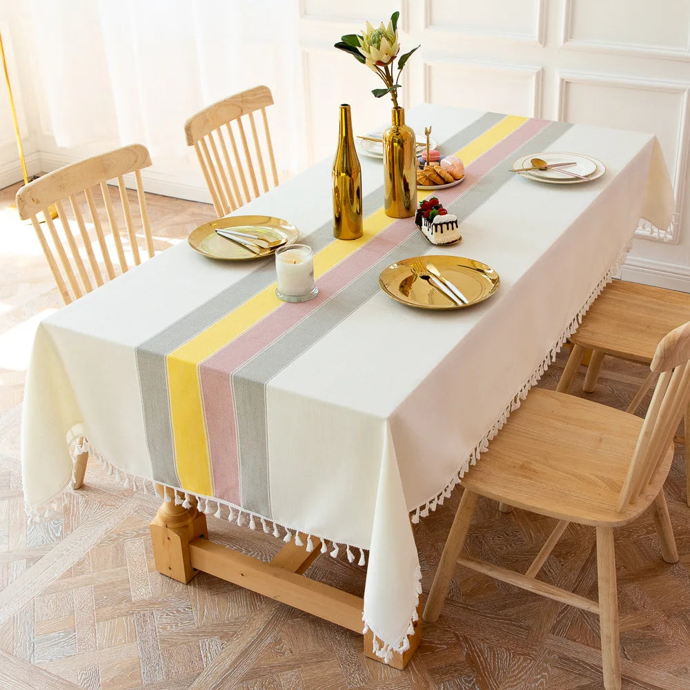 Toalha de mesa retangular redonda de linho batilo, toalha de mesa à prova d'água para jantar, mesa de café, cozinha, decoração de sala