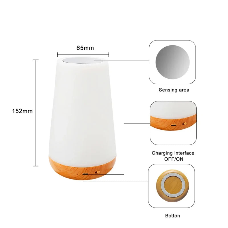 Led night light 13 mudança de cor rgb candeeiro de mesa controle remoto toque recarregável rgb noite lâmpada regulável luz cabeceira