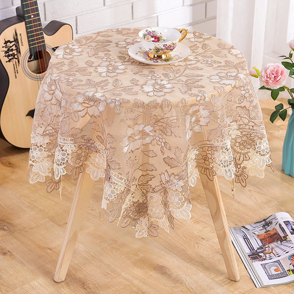 Battilo capa de mesa de renda redonda retangular toalha de mesa de café bordada de luxo para mesa de jantar casamento decoração de casa