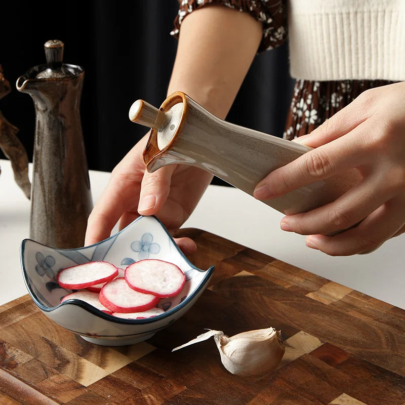 Garrafa de tempero de cerâmica pote de óleo garrafa de molho de soja pote de especiarias pote de vinagre caixa de tempero suprimentos de cozinha ferramentas de especiarias