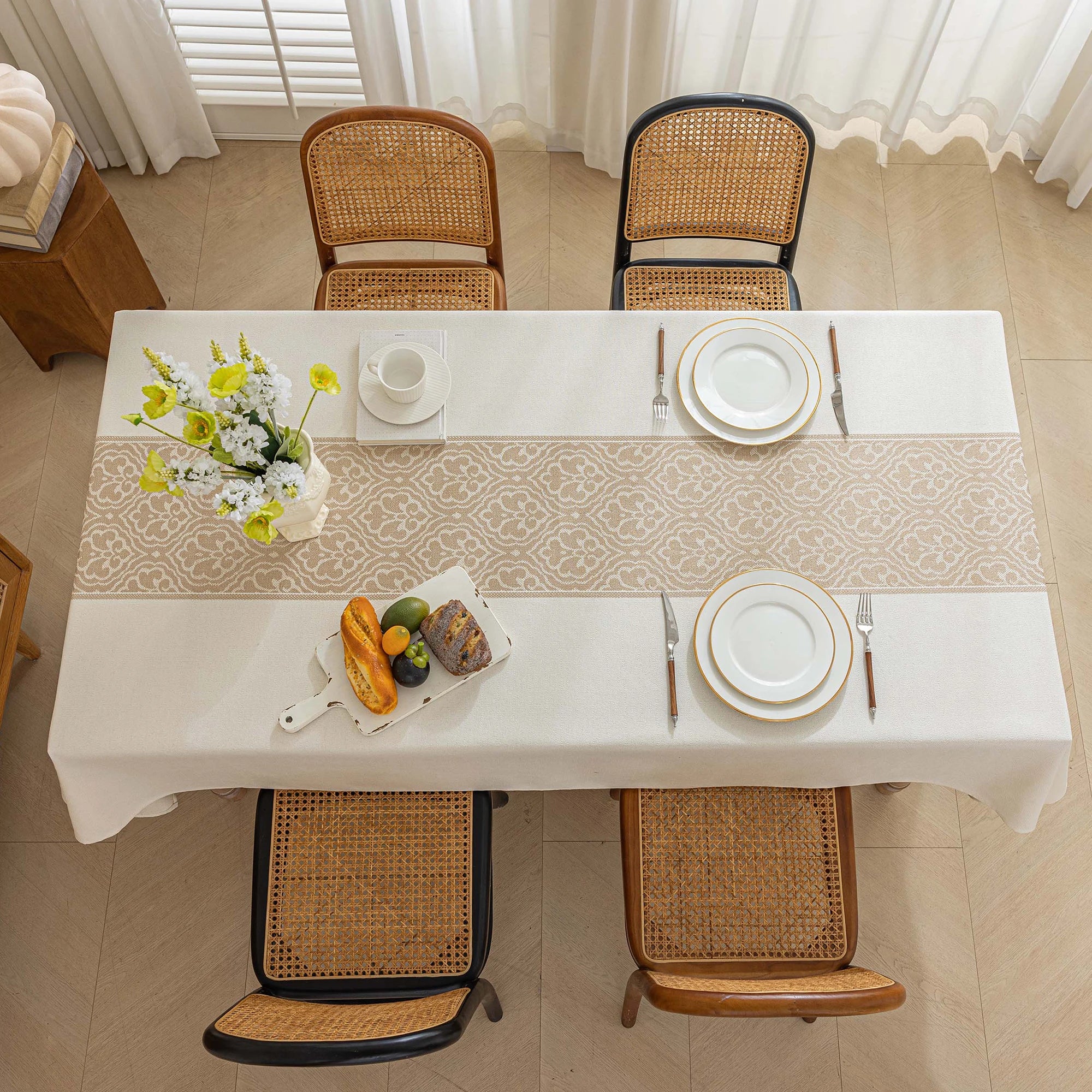 Battilo vintage retângulo toalha de mesa de linho capa de mesa à prova dwaterproof água resistente a manchas para mesa de jantar decoração da cozinha
