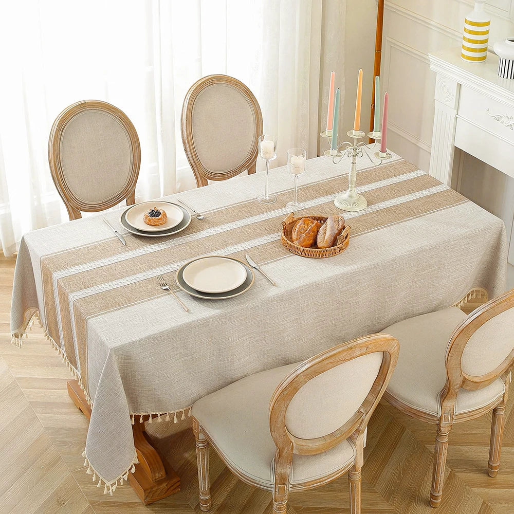 Toalha de mesa retangular redonda de linho batilo, toalha de mesa à prova d'água para jantar, mesa de café, cozinha, decoração de sala