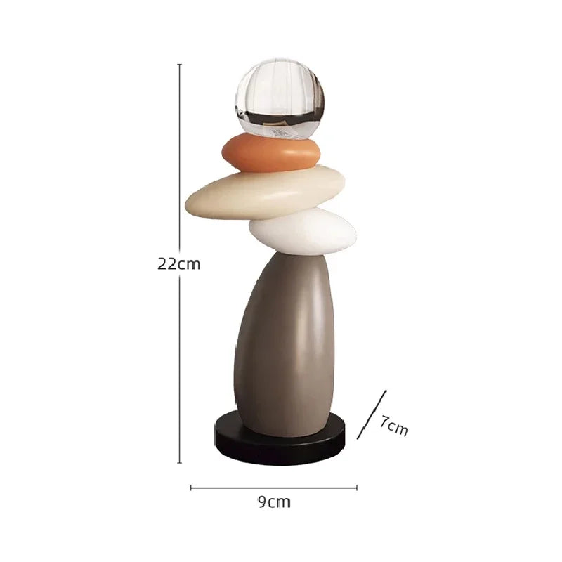 Escultura Moderna de Pedras com Esfera de Cristal - Casa Ornato