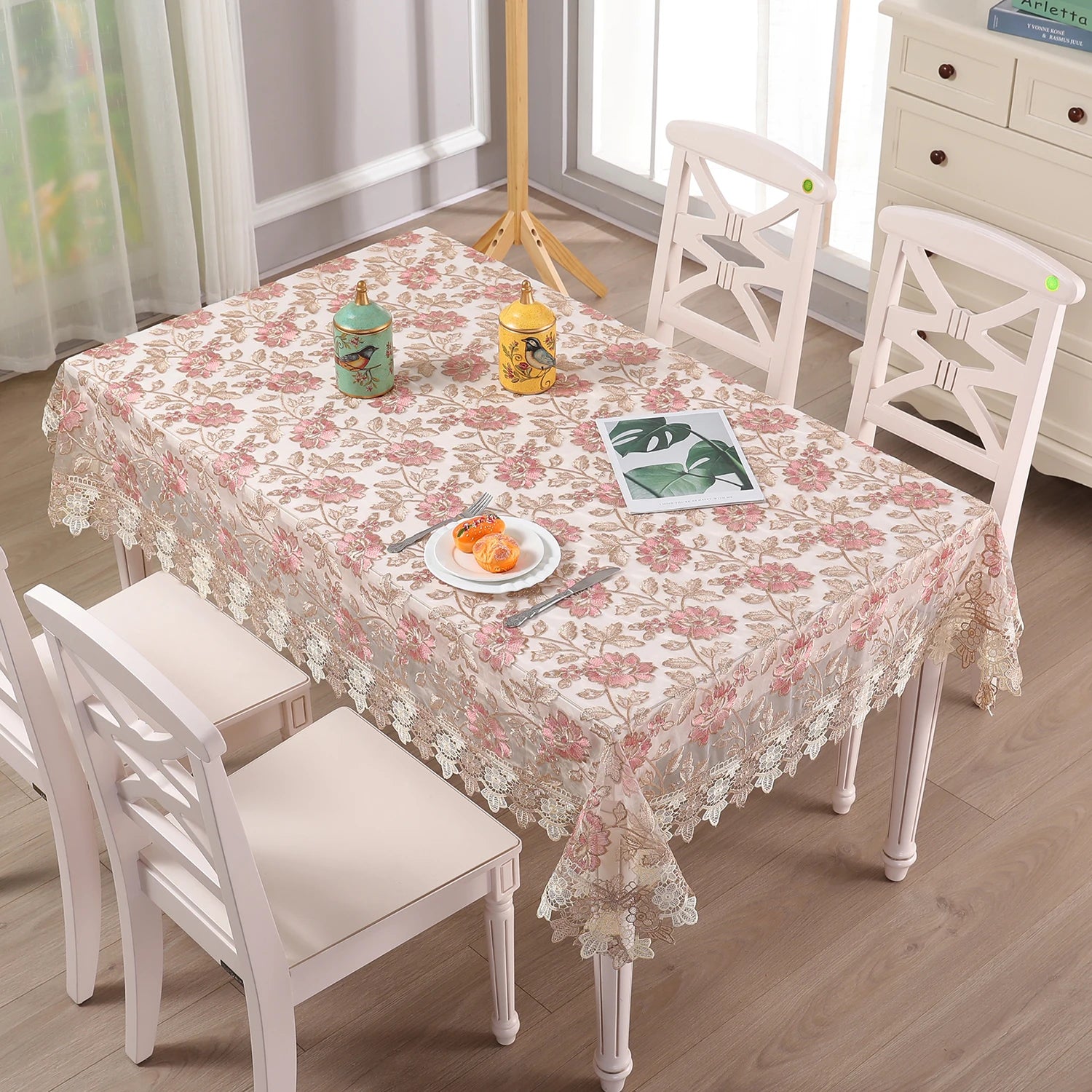 Battilo capa de mesa de renda redonda retangular toalha de mesa de café bordada de luxo para mesa de jantar casamento decoração de casa