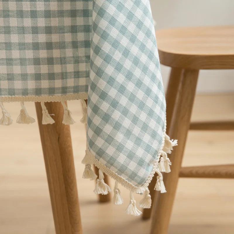 Toalha de mesa xadrez cozinha, casamento, toalha de mesa de férias decoração, toalha de mesa geométrica de piquenique de algodão boêmio ao ar livre