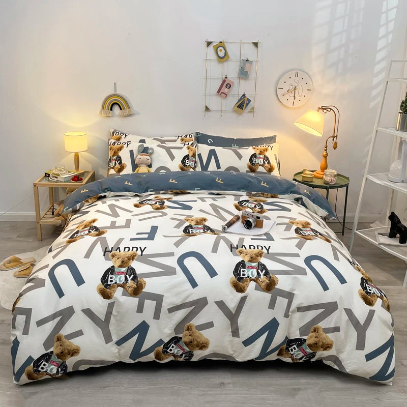 Conjunto de capa de edredom com padrão de linhas abstratas, conjunto de cama geométrica moderna, 100% algodão, capa de edredom amigável à pele com 2 fronhas