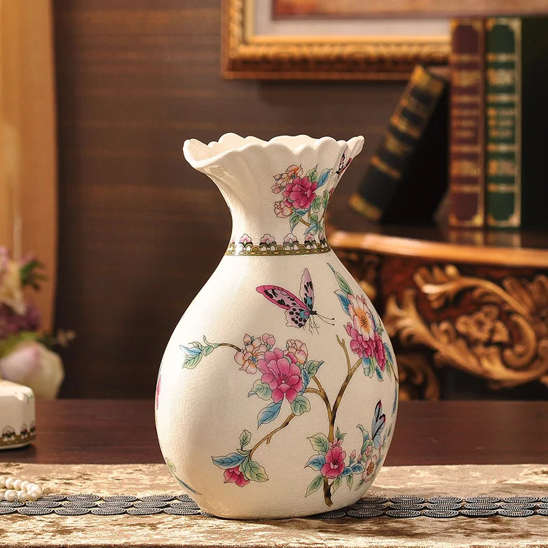 Vaso de Cerâmica Decorativo com Estampa Floral - Casa Ornato