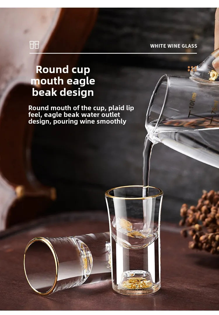 Folha de ouro baijiu copo dispensador de vinho conjunto doméstico pequeno copo de vinho copo de vinho pote de vinho jinshan bala copo caixa de presente