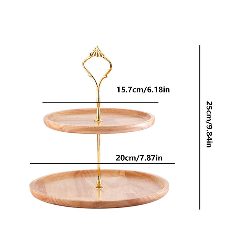 Carrinho De Madeira De Sobremesa De Dupla Camada, Prato De Frutas, Decoração De Mesa De Sobremesa Em Casa, Exposição Comercial De Casamento, Carrinho De Bolo, Bandeja De Doces