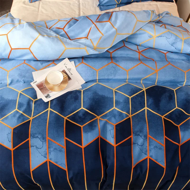 Conjunto de Cama Geométrico Mármore - Elegância - Casa Ornato