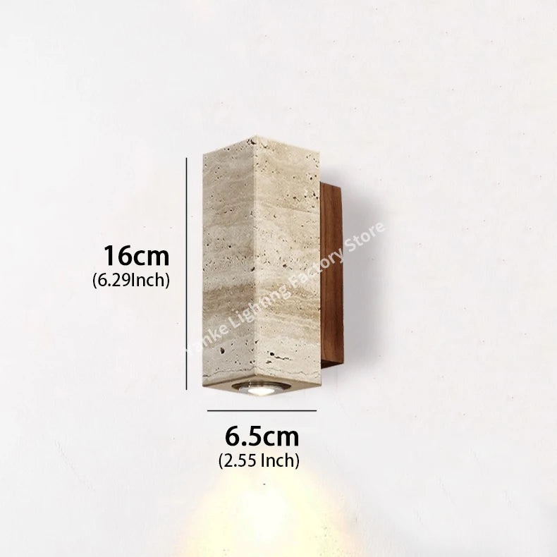 Nordic de alta qualidade conduziu a lâmpada parede travertino pedra natural arandela luz com lâmpada e27 para o quarto sala estar corredor luz parede