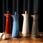 Garrafa de tempero de cerâmica pote de óleo garrafa de molho de soja pote de especiarias pote de vinagre caixa de tempero suprimentos de cozinha ferramentas de especiarias