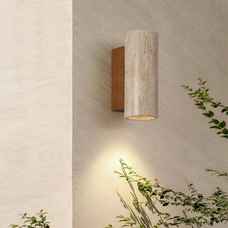 Nordic de alta qualidade conduziu a lâmpada parede travertino pedra natural arandela luz com lâmpada e27 para o quarto sala estar corredor luz parede