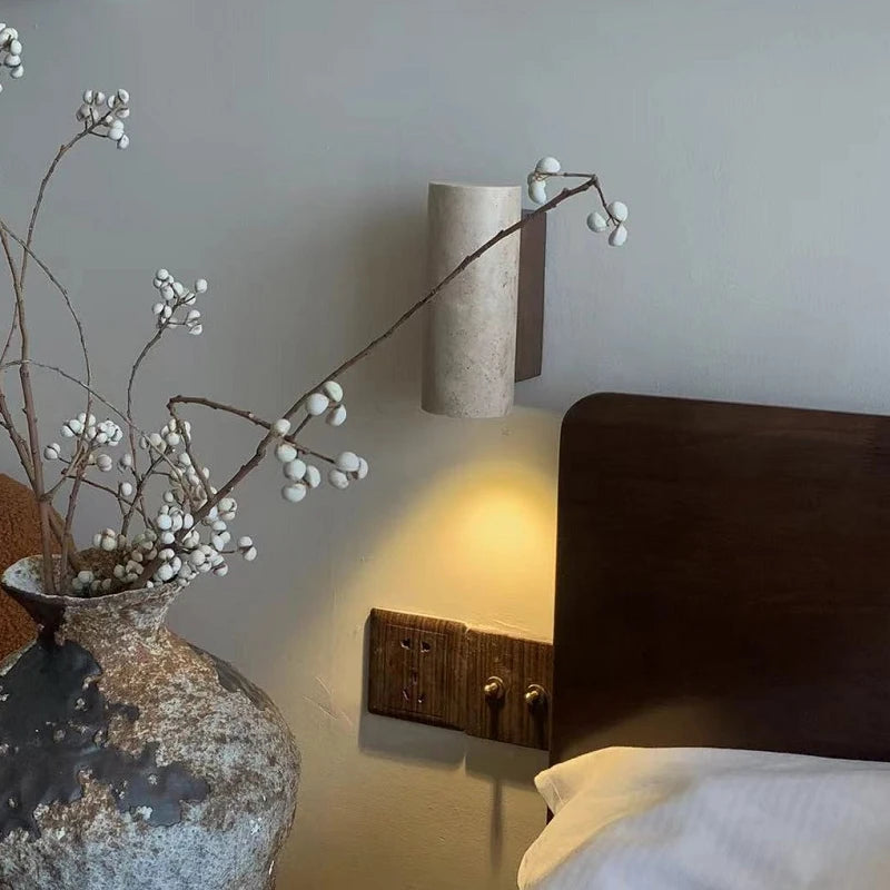 Nordic de alta qualidade conduziu a lâmpada parede travertino pedra natural arandela luz com lâmpada e27 para o quarto sala estar corredor luz parede