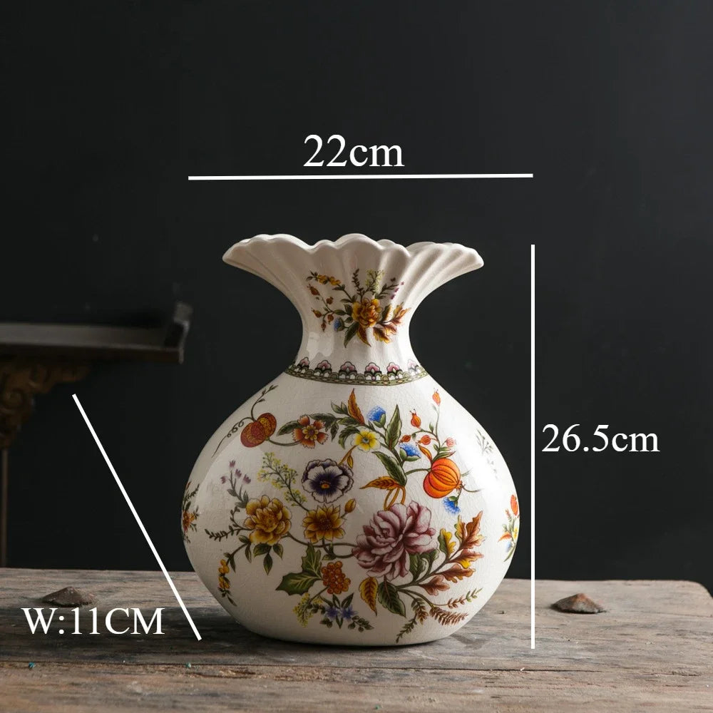 Vaso de cerâmica chinês, não pode ser cultivado hidropônico, gelo rachado, vaso de cerâmica rural, vaso de flores, ornamento, artesanato de cerâmica, 1 peça