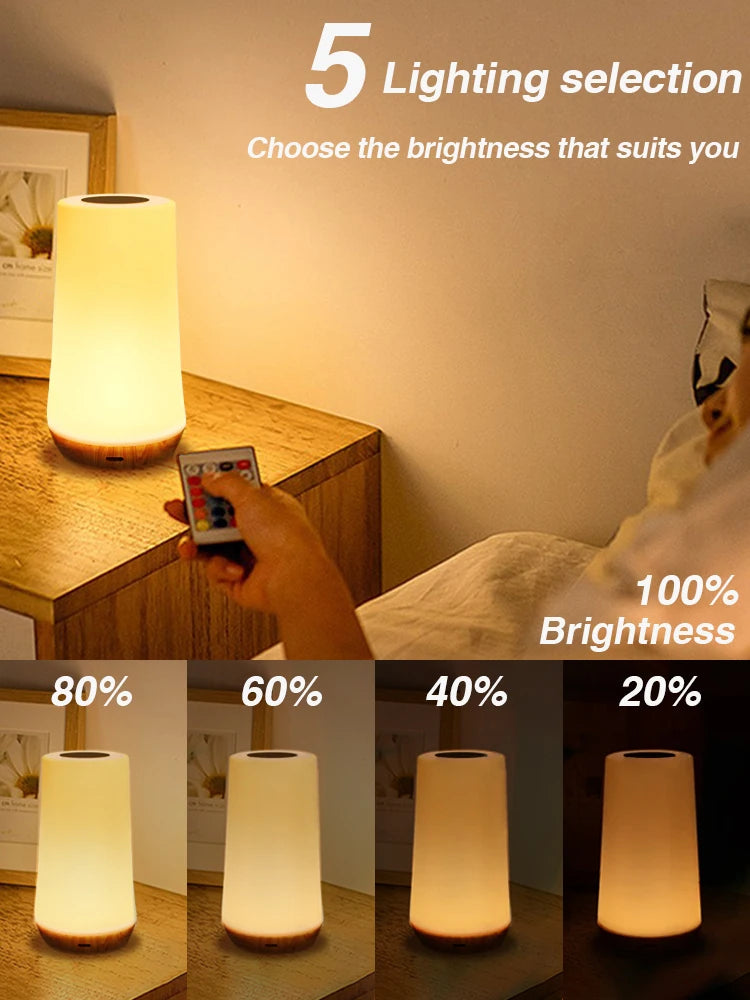 Led night light 13 mudança de cor rgb candeeiro de mesa controle remoto toque recarregável rgb noite lâmpada regulável luz cabeceira