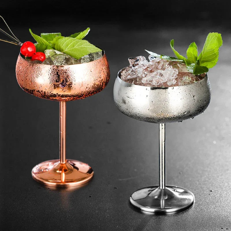 Copo de coquetel de aço inoxidável 304, copo de vinho tinto, flauta, champanhe, copo de metal, bar, martini