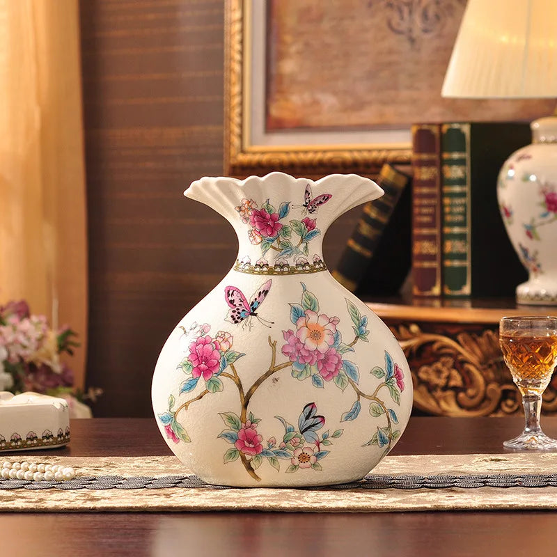 Vaso de Cerâmica Decorativo com Estampa Floral - Casa Ornato
