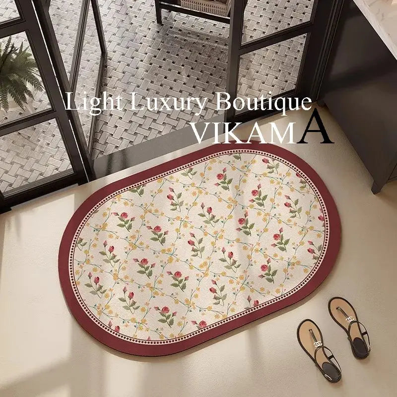 VIKAMA-American Crystal Velvet Non-Slip Absorvente Banheiro Mat, Tapete de Fácil Cuidado, Secagem Rápida, Sujo Resistente