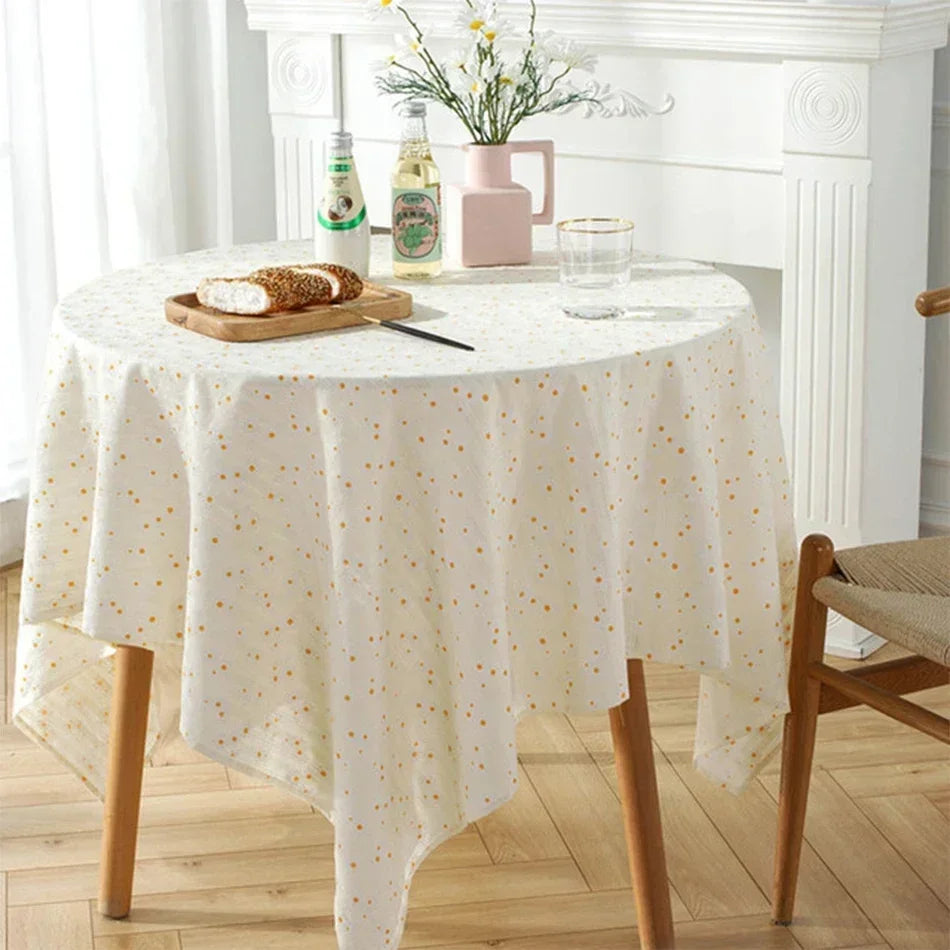 Novo estilo coreano pequena margarida algodão floral toalha de mesa, decoração de mesa de chá, capa de mesa retangular para cozinha casamento sala de jantar