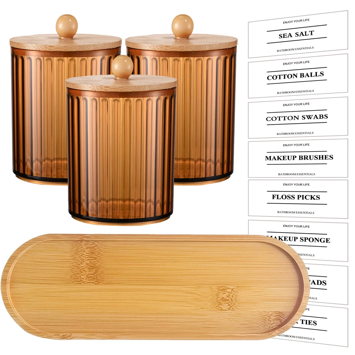 Eclat Noir - Conjunto de Frascos Âmbar com Bandeja - Casa Ornato