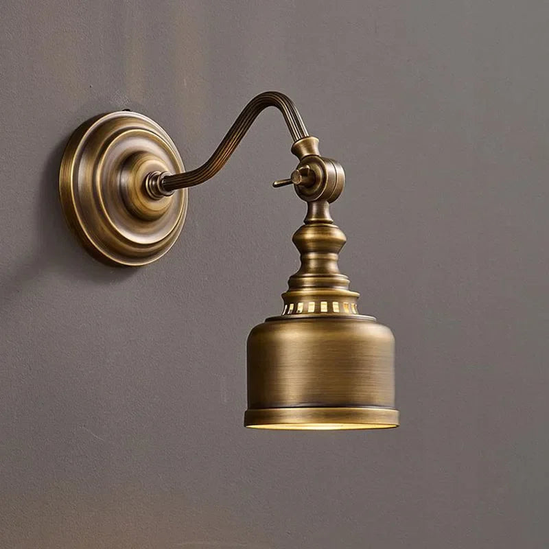 2025 nova lâmpada de parede de cobre completo vintage-iluminação criativa e simples para decoração de parede de fundo de quarto de luxo