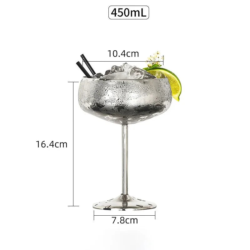 Copo de coquetel de aço inoxidável 304, copo de vinho tinto, flauta, champanhe, copo de metal, bar, martini