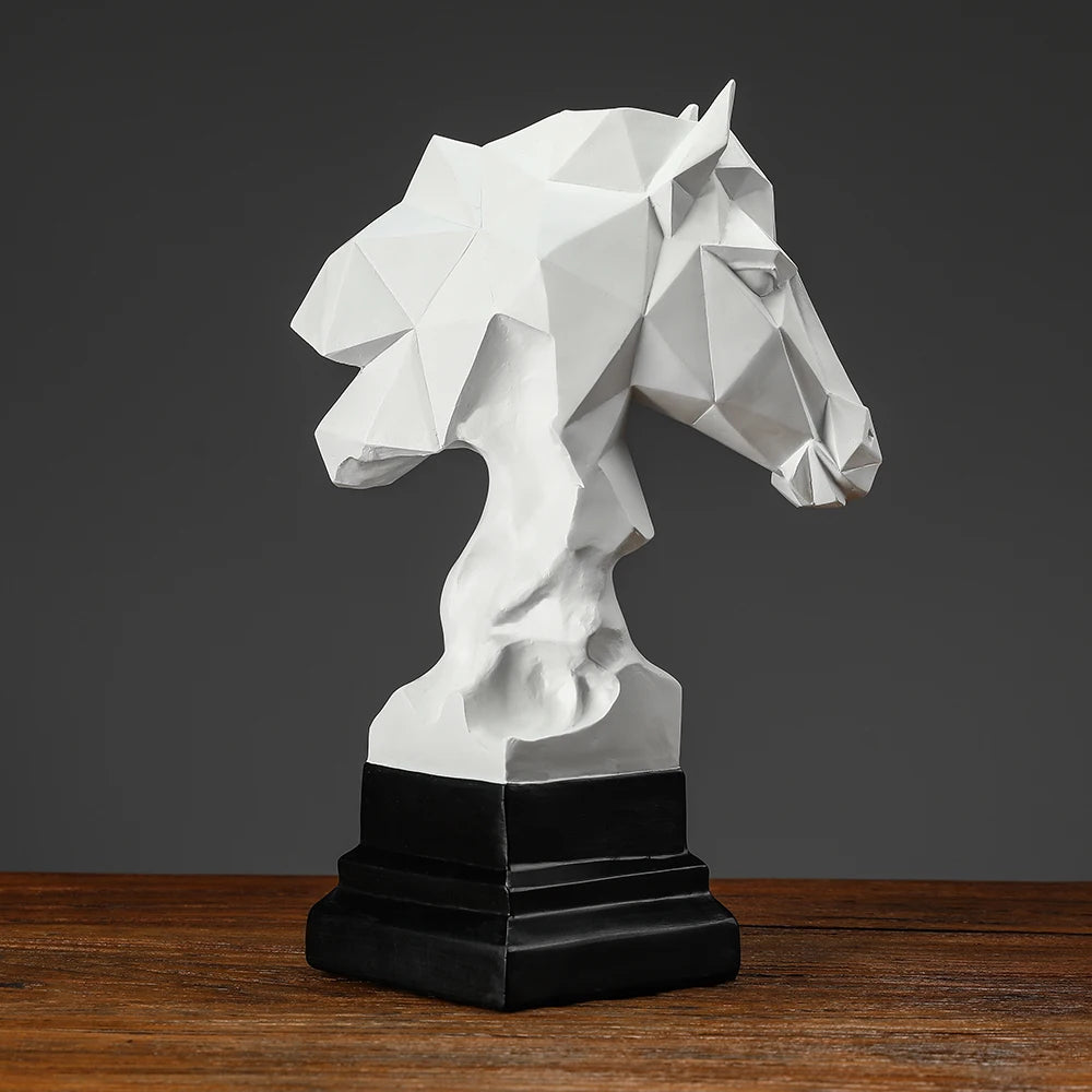 Escultura Cabeça de Cavalo para Decoração Interior, Figura De Cavalo Colecionável, Ornamento De Resina, Arte Exclusiva, Poligonal, 1PC