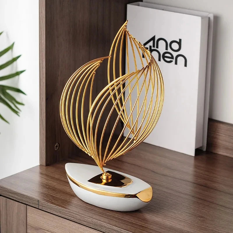 Escultura cerâmica abstrata do metal, decoração Home moderna, sala de estar, desktop, escritório, acessórios, artesanato presente, w5315