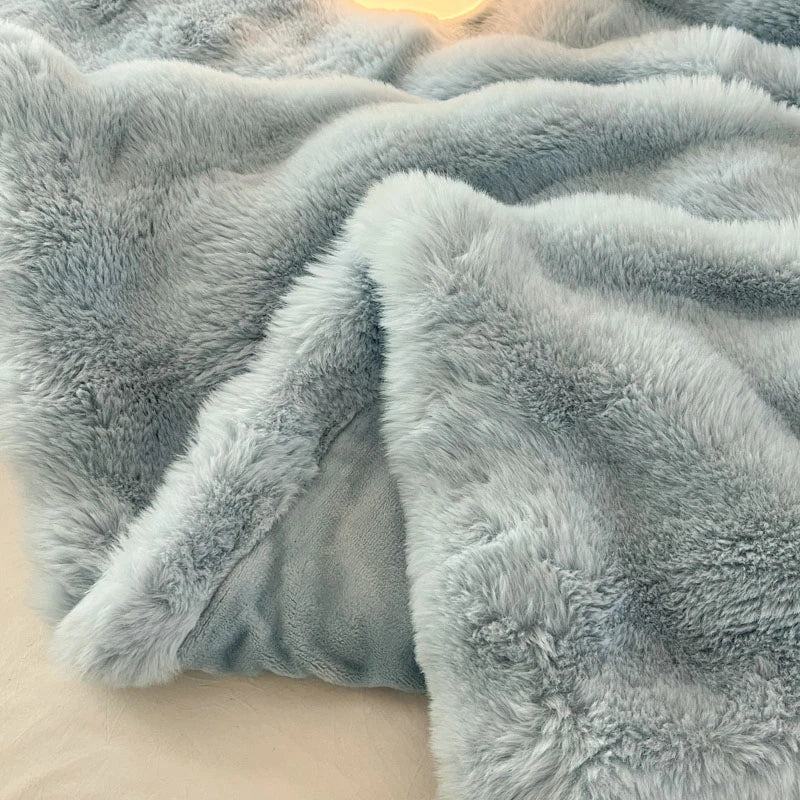 Cobertor luxuoso de pele sintética de coelho, cobertor macio de inverno para casa, cama, sofá, 100x150cm, 150x200cm, 200x230cm