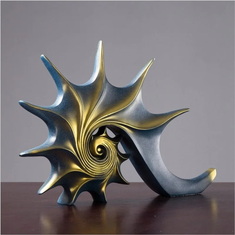Resina concha estátua caracol do mar esculturas animais estatuetas artesanato presente de natal varanda decoração de escritório em casa ornamentos